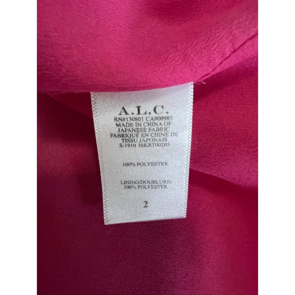 A.L.C. Grainger Pleated Midi Skirt Pink Burgundy Colorblock 2